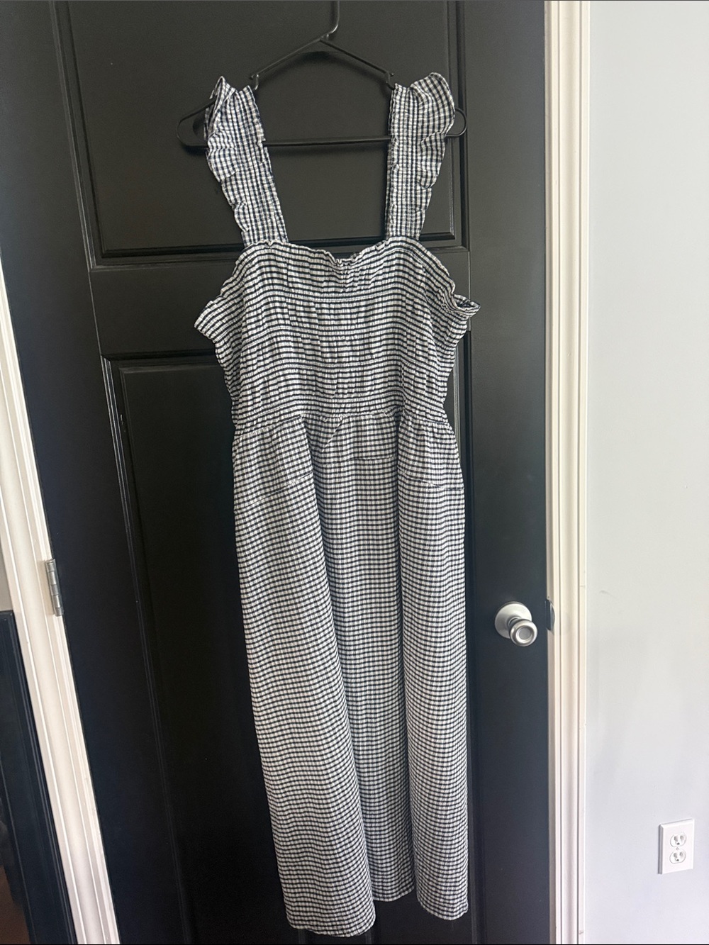 Old Navy Black and White Gingham Midi Dress